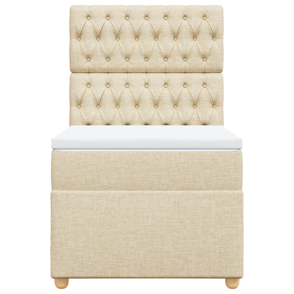 vidaXL Κρεβάτι Boxspring με Στρώμα Κρεμ 80 x 200 εκ. Υφασμάτινο