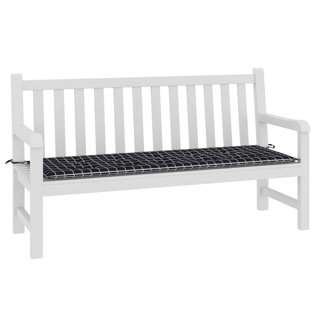 vidaXL Μαξιλάρι Πάγκου Κήπου Μαύρο Καρό 150x50x4 εκ. Ύφασμα Oxford