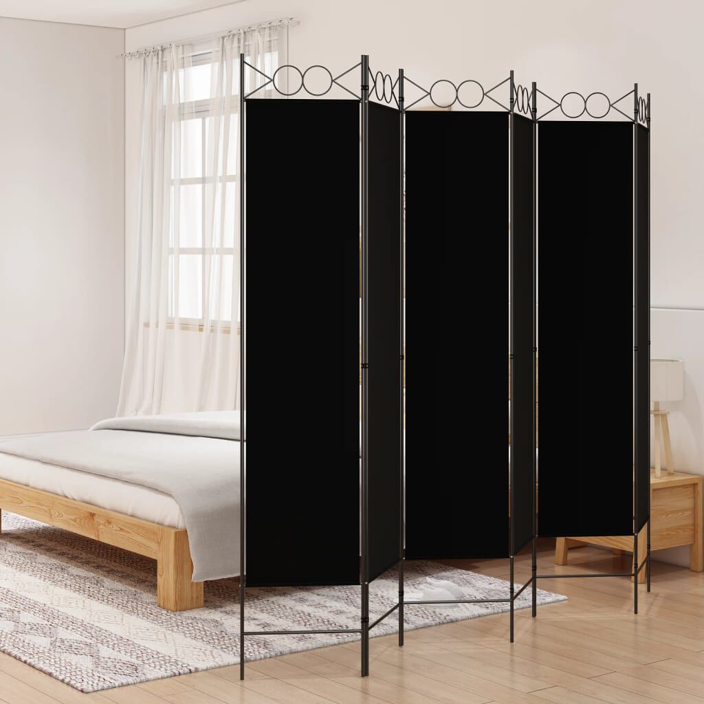 vidaXL Διαχωριστικό Δωματίου με 6 Πάνελ Μαύρο 240x200 εκ. από Ύφασμα
