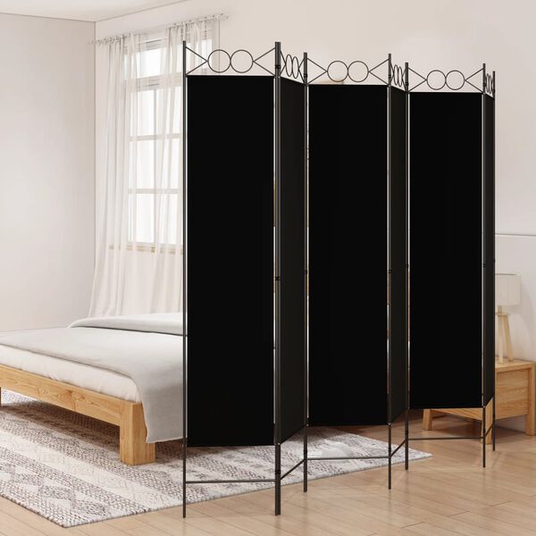 vidaXL Διαχωριστικό Δωματίου με 6 Πάνελ Μαύρο 240x200 εκ. από Ύφασμα