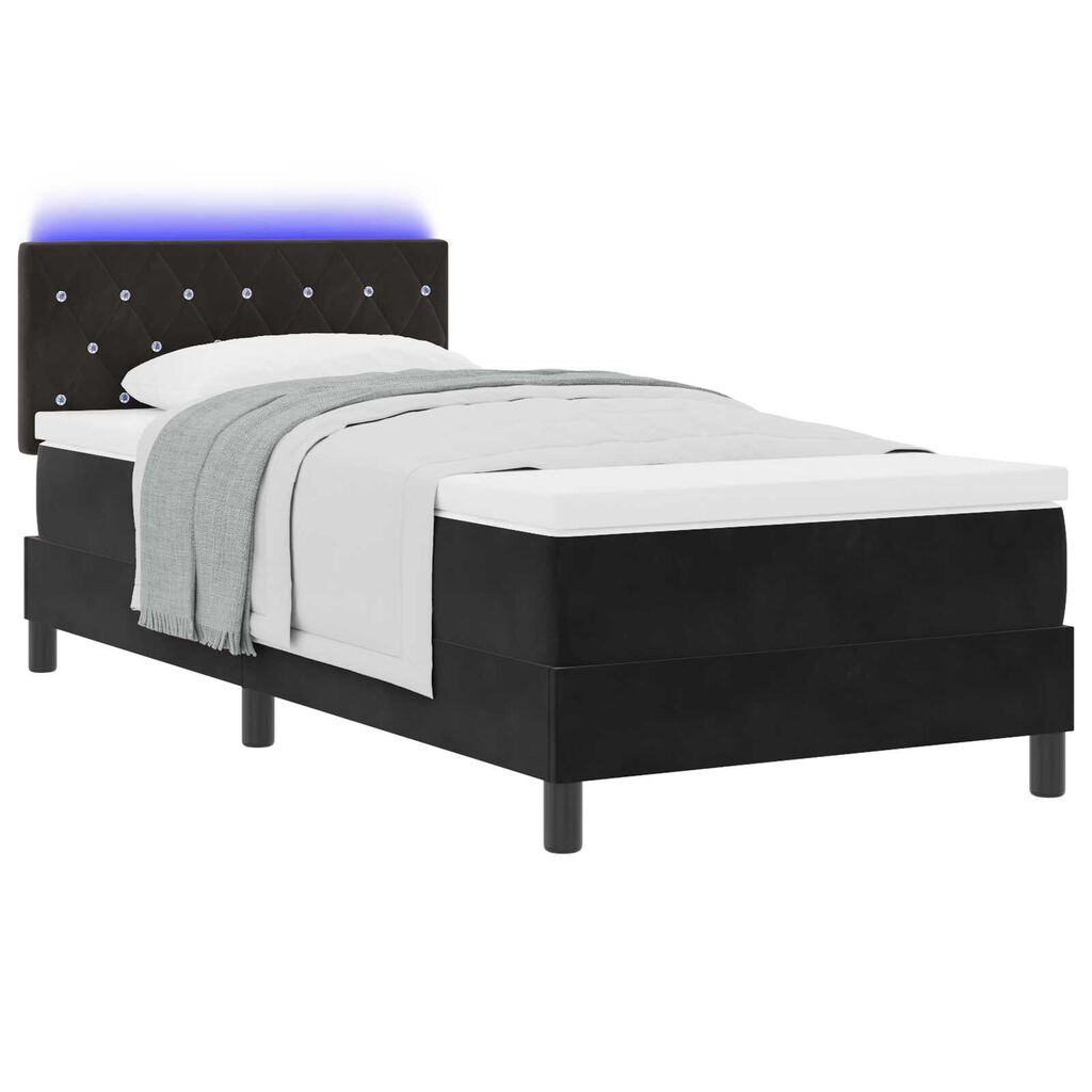 vidaXL Κρεβάτι με ελατήρια με στρώμα Μαύρο 90 x 200 cm Βελούδο
