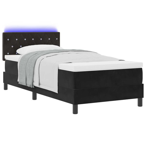 vidaXL Κρεβάτι με ελατήρια με στρώμα Μαύρο 90 x 200 cm Βελούδο