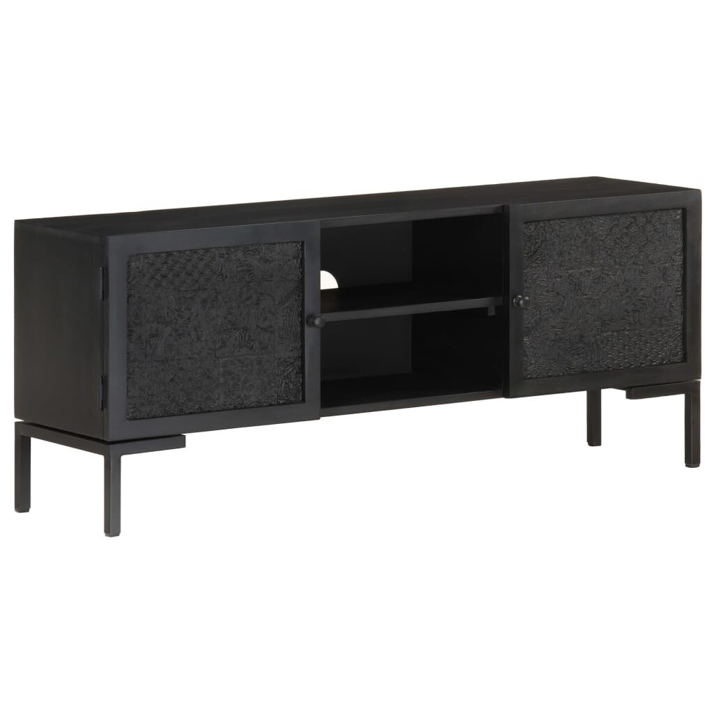vidaXL Έπιπλο Τηλεόρασης Μαύρο 115 x 30 x 46 εκ. από Μασίφ Ξύλο Μάνγκο