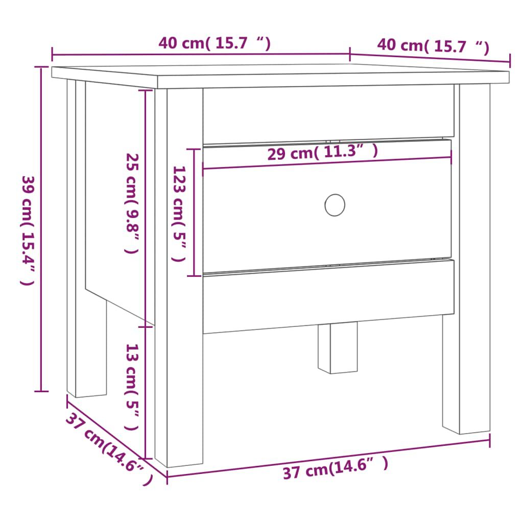 vidaXL Βοηθητικά Τραπέζια 2 τεμ. Μαύρος 40x40x39 εκ. Μασίφ Ξύλο Πεύκου