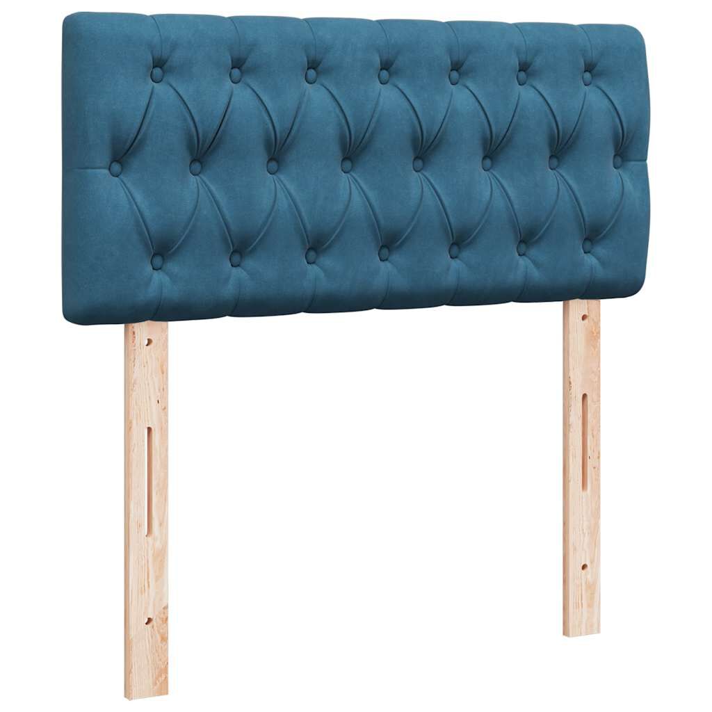 vidaXL Κρεβάτι Boxspring με Στρώμα Μπλε 100x200 εκ. Βελούδινο