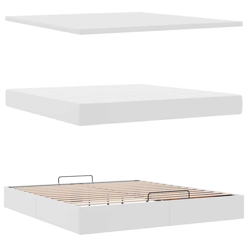 vidaXL Οθωμανικό κρεβάτι με στρώμα Λευκό 160x200cm Faux Leather