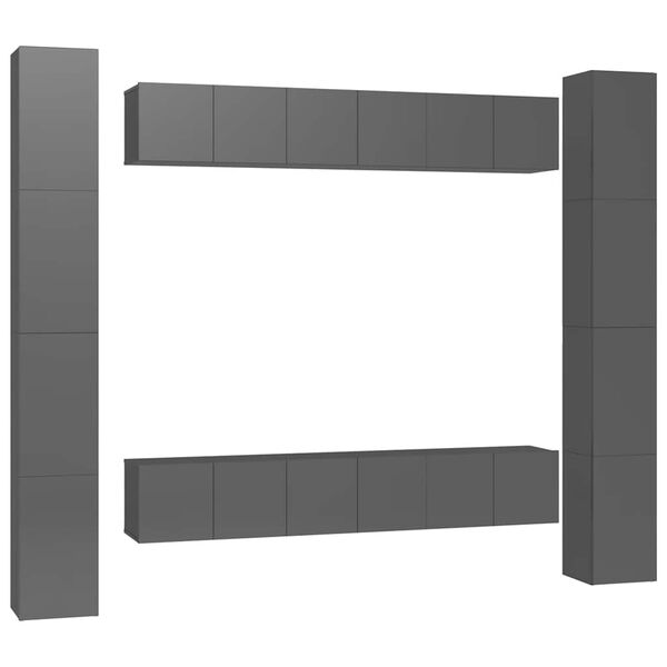 vidaXL Έπιπλα Τηλεόρασης Σετ 6 Τεμαχίων Γυαλιστερό Γκρι Μοριοσανίδα