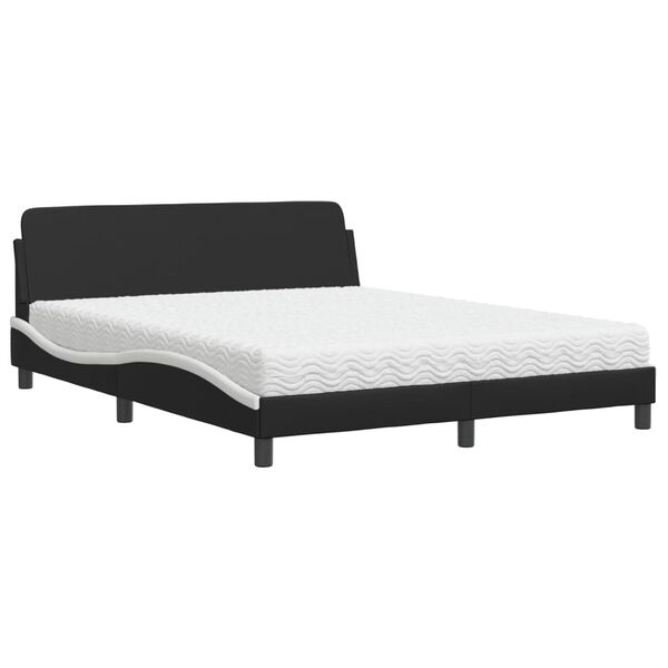 vidaXL Κρεβάτι με Στρώμα Μαύρο/Λευκό 160x200 εκ. από Συνθετικό Δέρμα