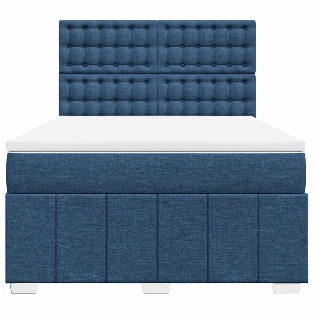 vidaXL Κρεβάτι Boxspring με Στρώμα Μπλε 140x200 εκ. Υφασμάτινο