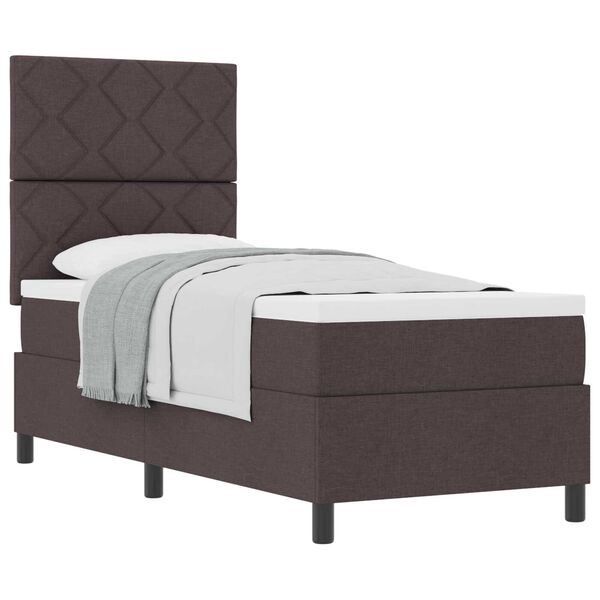 vidaXL Κρεβάτι Box Spring με Ματράζ Σκούρο Καφέ 80x200 εκ. Ύφασμα
