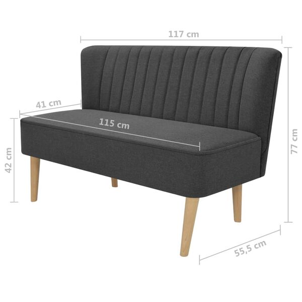 vidaXL Καναπές Σκούρο Γκρι 117 x 55,5 x 77 εκ. Υφασμάτινος
