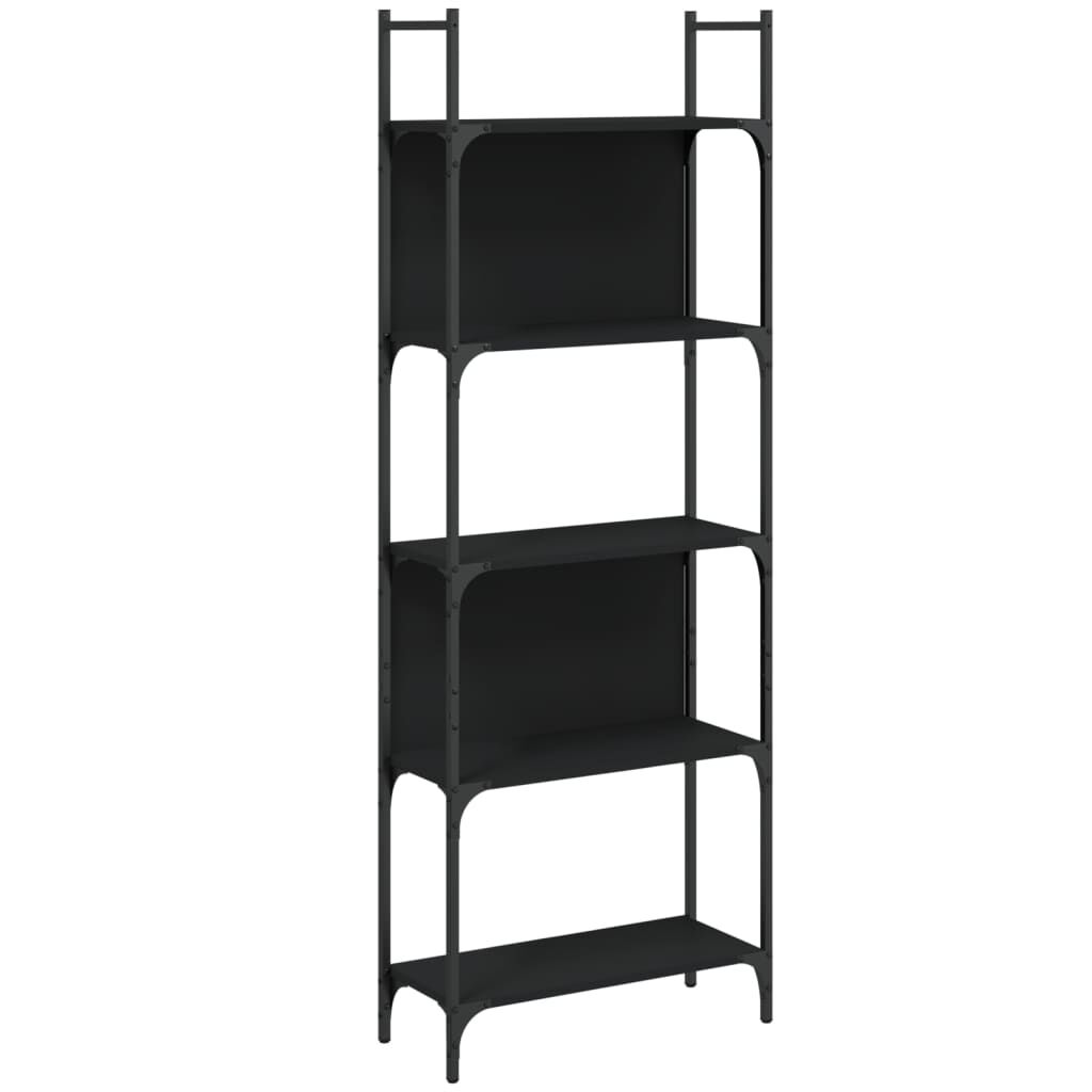 vidaXL Βιβλιοθήκη 5 Επιπέδων Μαύρη 60,5x24x166,5 εκ. Επεξεργ. Ξύλο