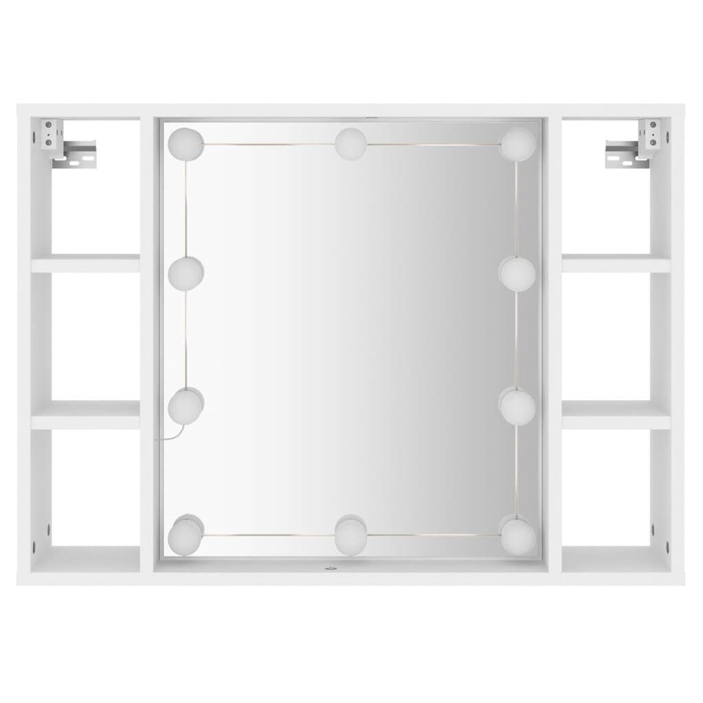 vidaXL Έπιπλο Καθρέπτη με LED Λευκό 76 x 15 x 55 εκ.