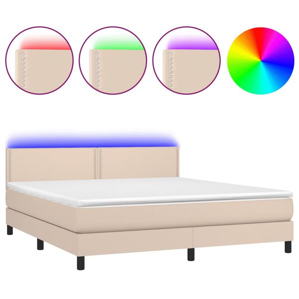 vidaXL &Kappa;&rho;&epsilon;&beta;ά&tau;&iota; Boxspring &Sigma;&tau;&rho;ώ&mu;&alpha;&LED &Kappa;&alpha;&pi;&omicron;&upsilon;&tau;&sigma;ί&nu;&omicron; 160x200 &epsilon;&kappa;. &Sigma;&upsilon;&nu;&theta;. &Delta;έ&rho;&mu;&alpha;