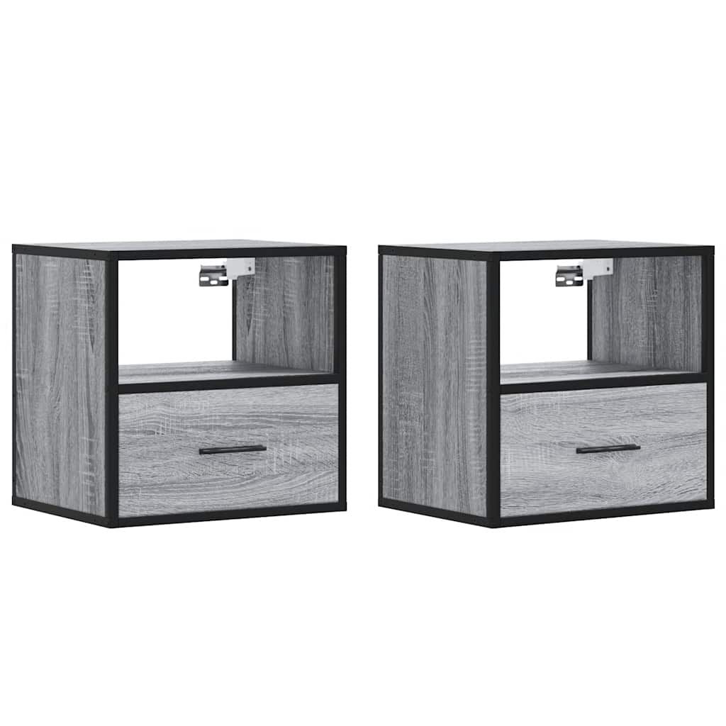 vidaXL Επίτοιχα κομοδίνα 2 τεμάχια Γκρι Sonoma 40x31x39,5 cm