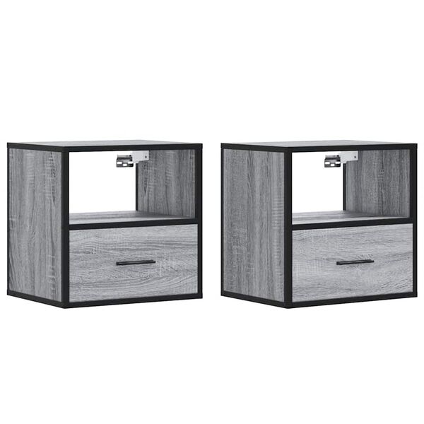 vidaXL Επίτοιχα κομοδίνα 2 τεμάχια Γκρι Sonoma 40x31x39,5 cm
