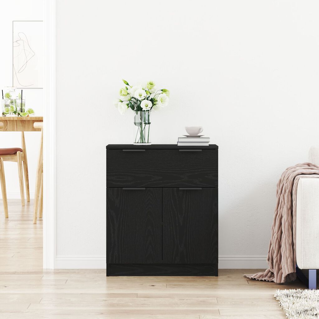vidaXL Μαύρο Οξιά Κονσόλα 60x30x70 εκ Επεξεργασμένο Ξύλο