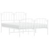 vidaXL Πλαίσιο Κρεβατιού με Κεφαλάρι/Ποδαρικό Λευκό 150x200 εκ Μέταλλο