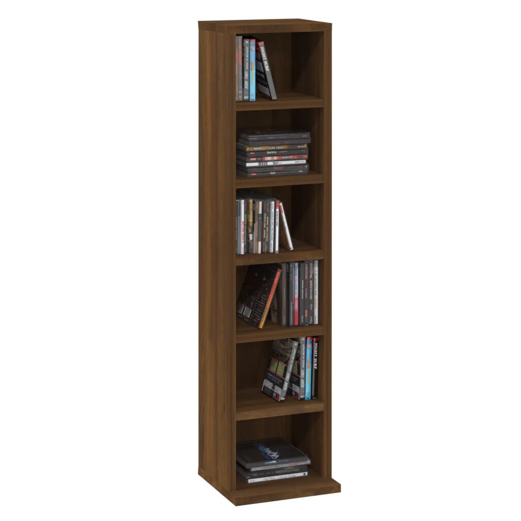 vidaXL Έπιπλο για CD Καφέ Δρυς 21 x 20 x 88 εκ. από Επεξεργασμένο Ξύλο
