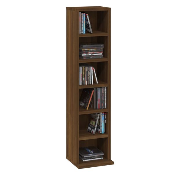 vidaXL Έπιπλο για CD Καφέ Δρυς 21 x 20 x 88 εκ. από Επεξεργασμένο Ξύλο