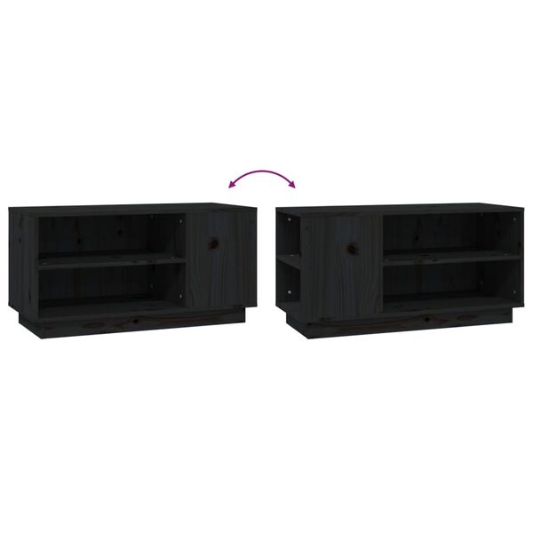 vidaXL Έπιπλο Τηλεόρασης Μαύρο 80x35x40,5 εκ. από Μασίφ Ξύλο Πεύκου