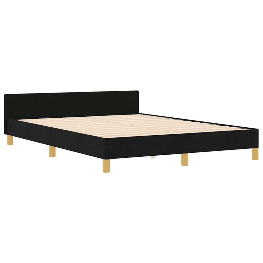 vidaXL Σκελετός Κρεβατιού με κεφαλάρι Μαύρο 140 x 190 cm ύφασμα