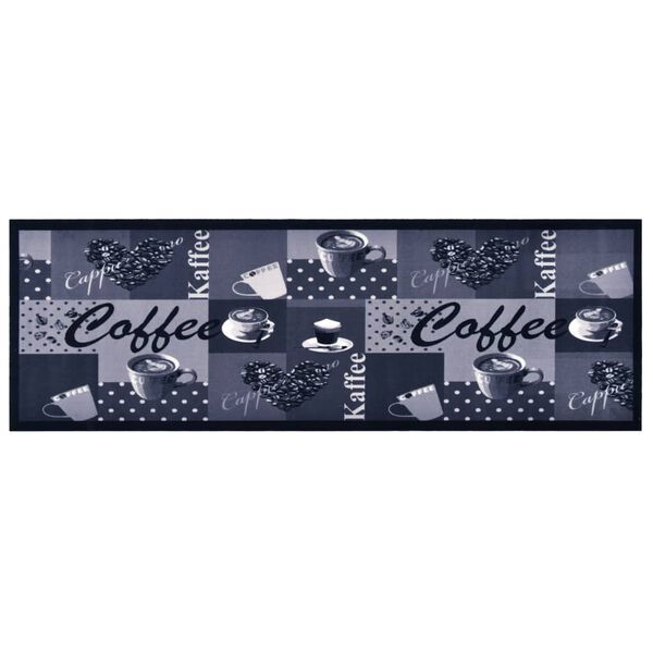 vidaXL Πατάκι Κουζίνας Σχέδιο Coffee Μπλε Πλενόμενο 45 x 150 εκ.