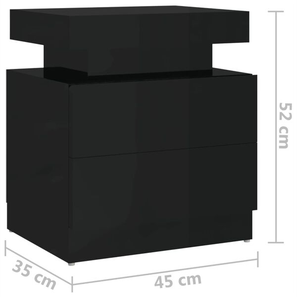 vidaXL Κομοδίνο Γυαλιστερό Μαύρο 45x35x52 εκ. από Επεξ. Ξύλο