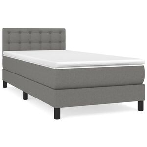 vidaXL Κρεβάτι Boxspring με Στρώμα Σκούρο Γκρι 100x200 εκ. Υφασμάτινο
