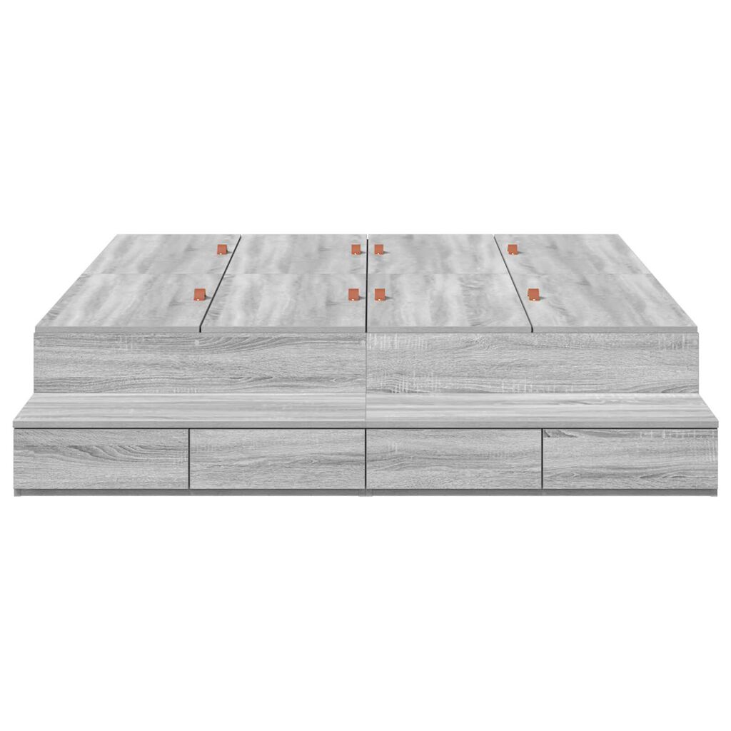 vidaXL Κρεβάτι Αποθήκης Γκρι Sonoma 160x200 εκ