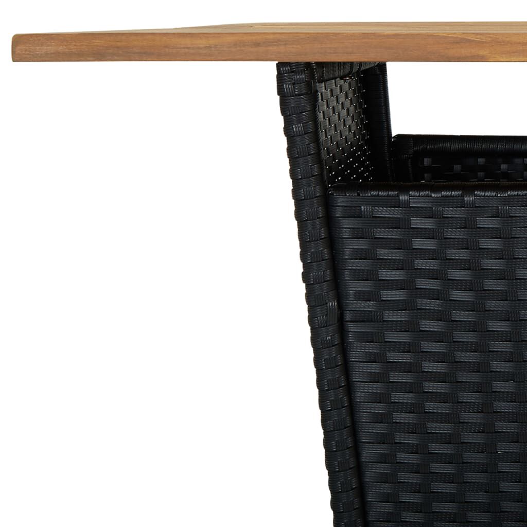 vidaXL Τραπέζι Μπαρ Μαύρο 80x80x110 εκ. Συνθετικό Ρατάν / Ξύλο Ακακίας