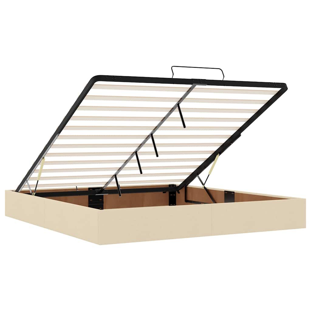 vidaXL Οθωμανικό κρεβάτι με στρώμα Cream 180x200cm ύφασμα