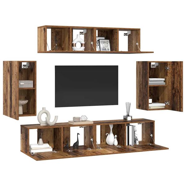 vidaXL Σετ επίπλου τηλεόρασης 6 pcs Παλαιό ξύλο 80 x 30 x 30 εκ