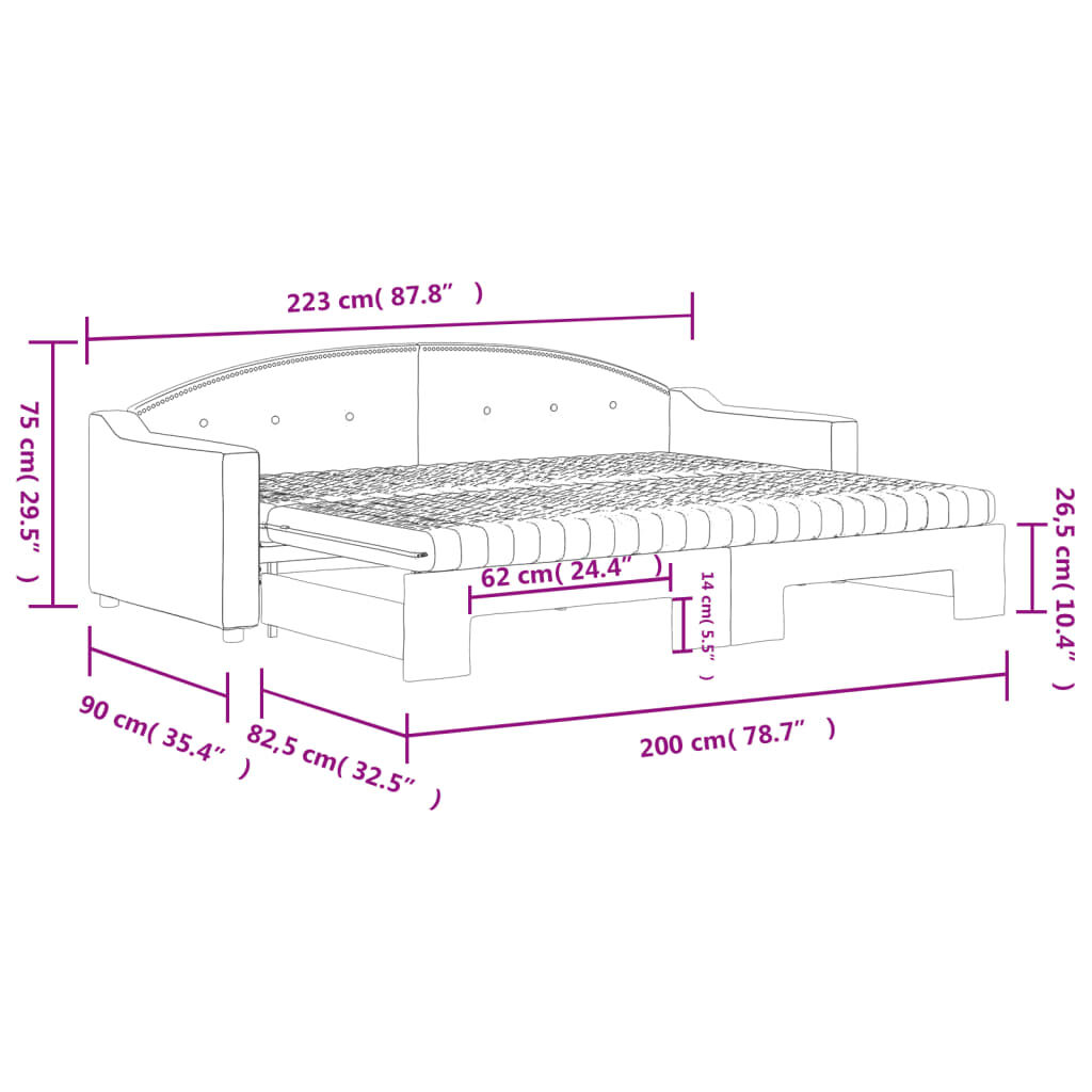 vidaXL Καναπές Κρεβάτι Συρόμενος Ανοιχτό γκρι 80x200εκ Ύφασμα Στρώματα