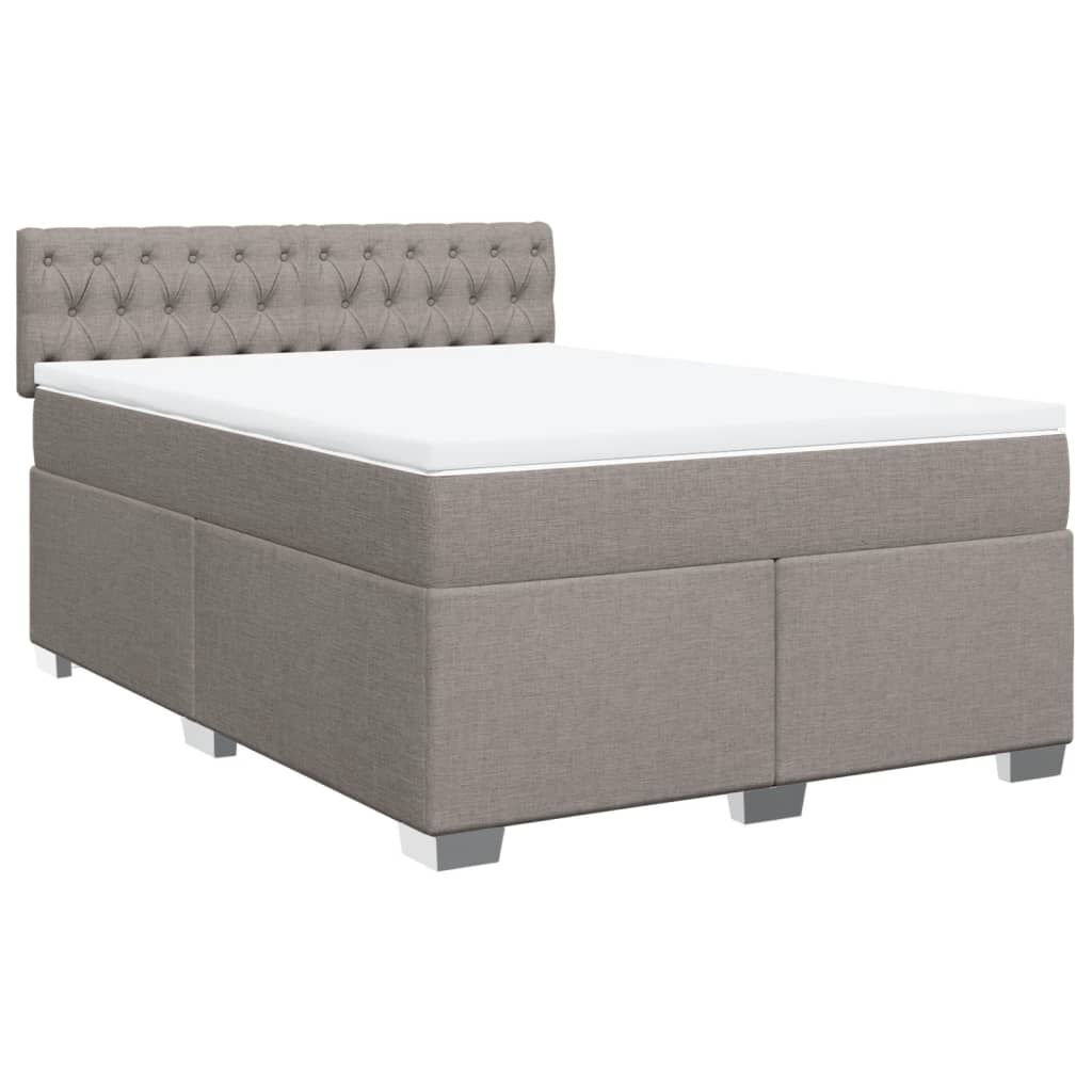 vidaXL Κρεβάτι Boxspring με Στρώμα Taupe 140x200 εκ. Υφασμάτινο