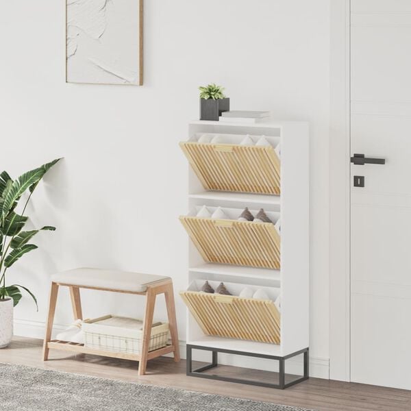 vidaXL Παπουτσοθήκη Λευκή 52 x 25 x 120 εκ. από Επεξεργασμένο Ξύλο