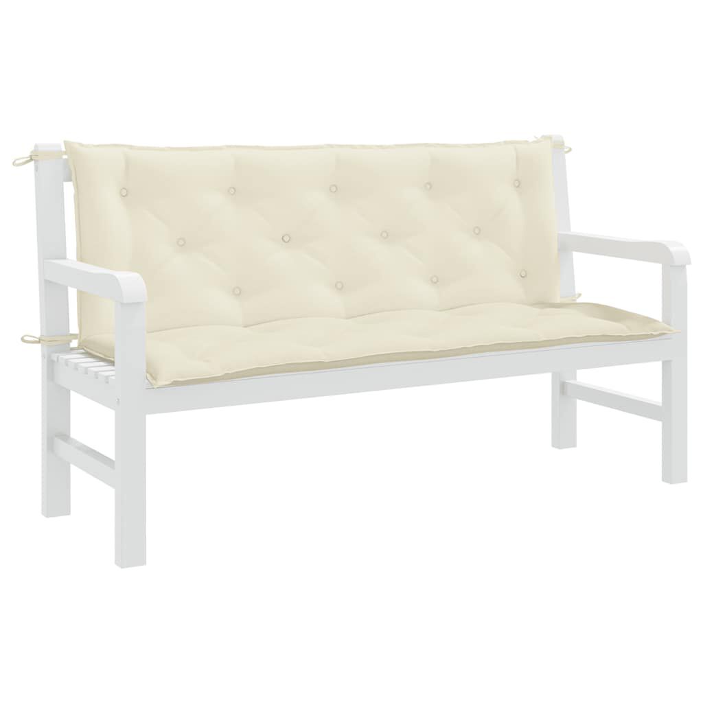 vidaXL Μαξιλάρι Πάγκου Κήπου Κρεμ Λευκό 150x(50+50)x7εκ. Ύφασμα Oxford
