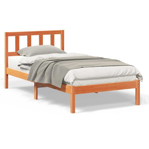 vidaXL Σκελετός Κρεβατιού Καφέ κεριού 75 x 190 cm Συμπαγές ξύλο πεύκου