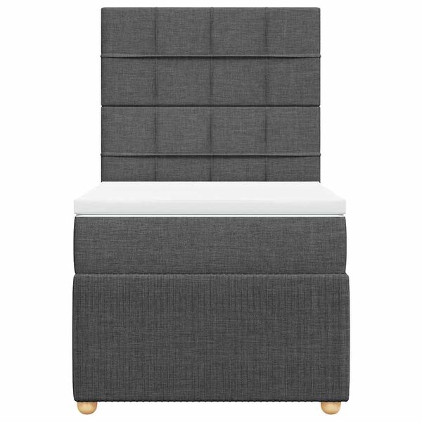 vidaXL Κρεβάτι Boxspring με Στρώμα Σκούρο Γκρι 90x190 εκ. Υφασμάτινο