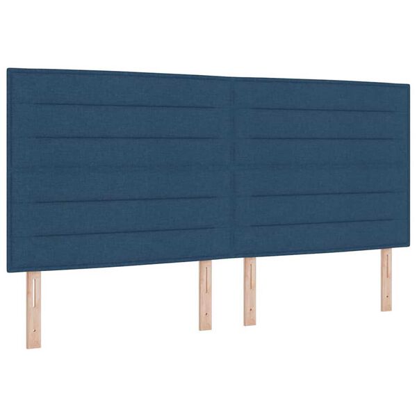 vidaXL Σκελετός Κρεβατιού με κεφαλάρι Μπλε 200 x 200 cm ύφασμα