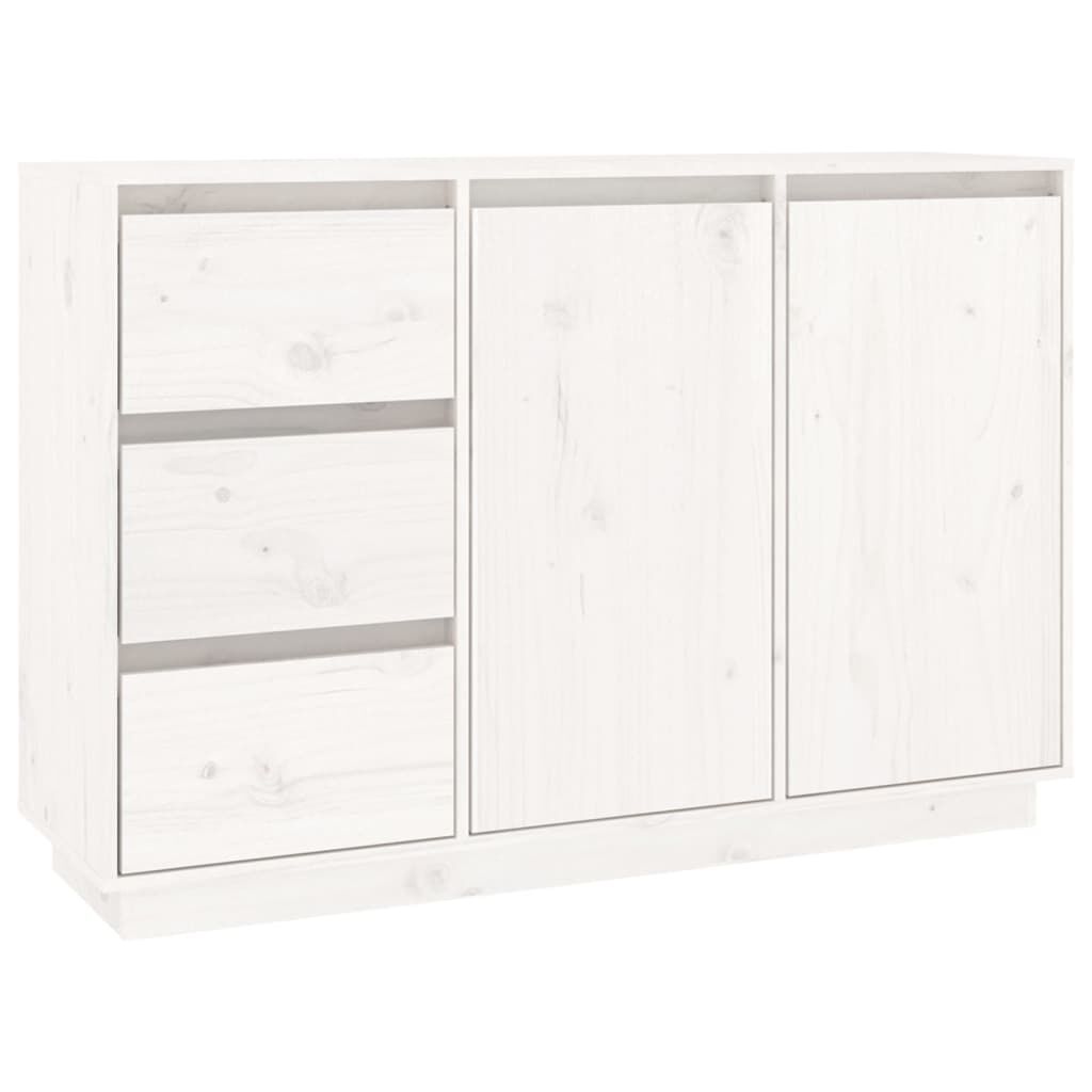 vidaXL Μπουφές με Συρτάρια Λευκός 111x34x75 εκ. από Μασίφ Ξύλο Πεύκου