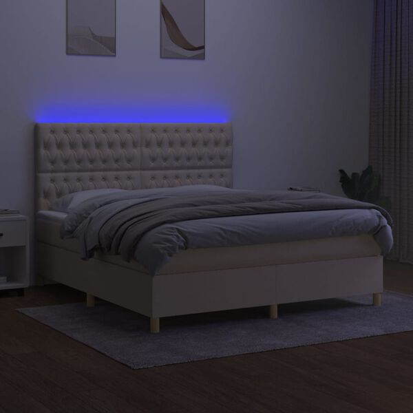 vidaXL &Kappa;&rho;&epsilon;&beta;ά&tau;&iota; Boxspring &mu;&epsilon; &Sigma;&tau;&rho;ώ&mu;&alpha; & LED &Kappa;&rho;&epsilon;&mu; 160x200 &epsilon;&kappa;. &Upsilon;&phi;&alpha;&sigma;&mu;ά&tau;&iota;&nu;&omicron;