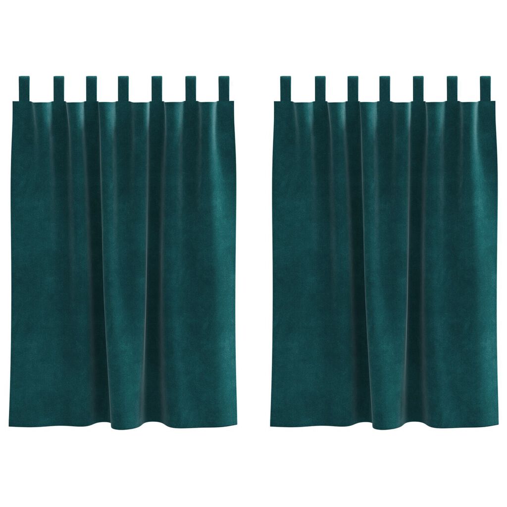 vidaXL Κουρτίνες 2 pcs Σκούρο Πράσινο 140 x 140 cm Βελούδο