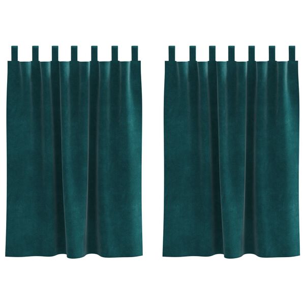 vidaXL Κουρτίνες 2 pcs Σκούρο Πράσινο 140 x 140 cm Βελούδο