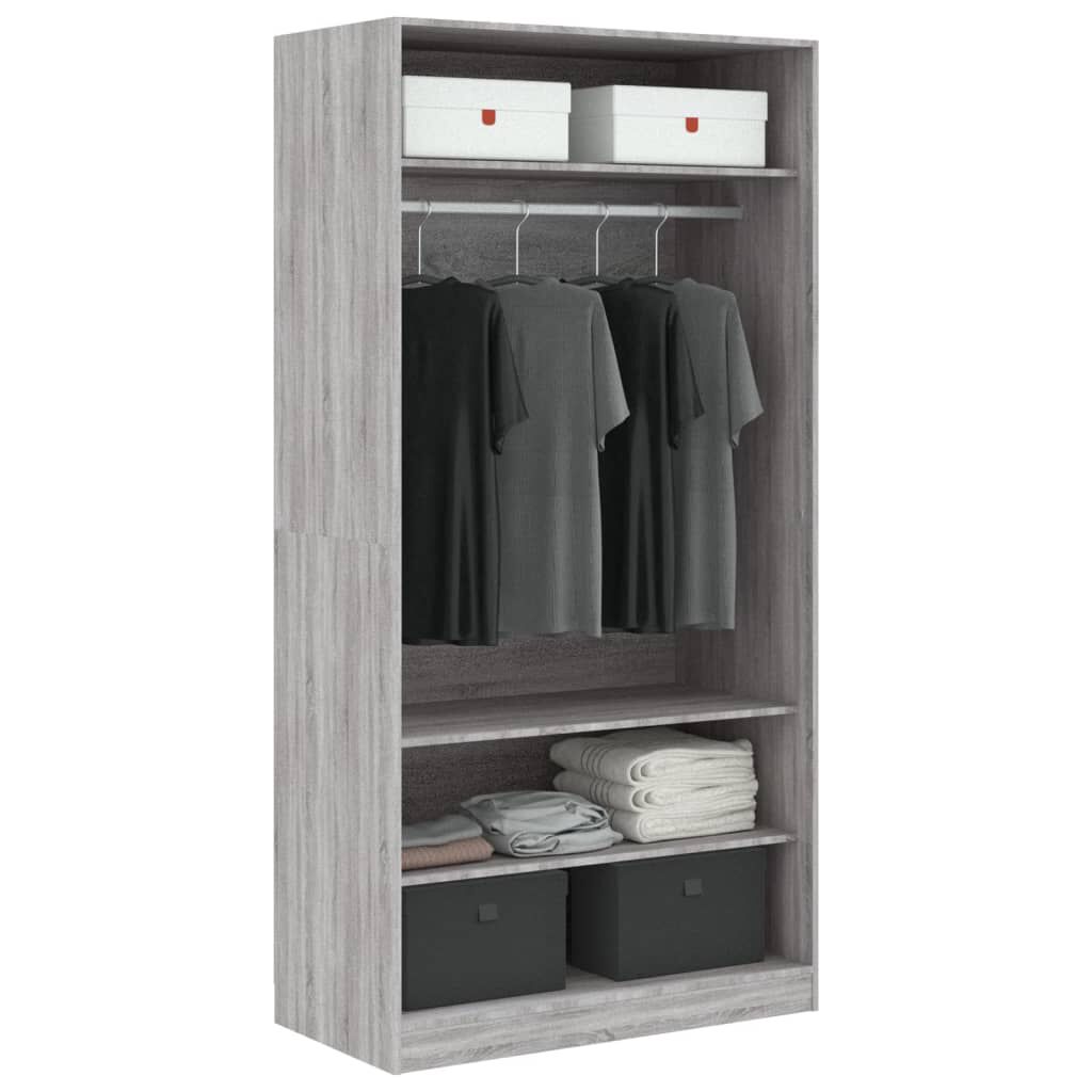 vidaXL Ντουλάπα Γκρι Sonoma 100 x 50 x 200 εκ. από Επεξεργασμένο Ξύλο