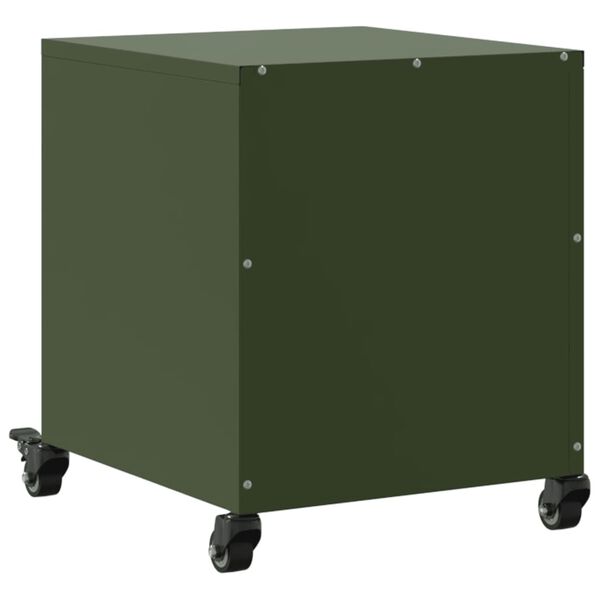 vidaXL Κομοδίνο Πράσινο Λαδί 36x39x43,5 εκ. από Χάλυβα