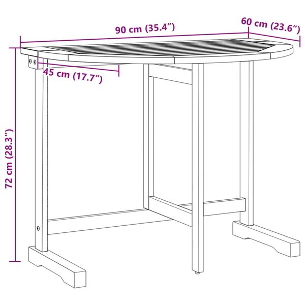 vidaXL Τραπέζι Μπαλκονιού Πτυσσόμενο 90x60x72 εκ. Μασίφ Ξύλο Ακακίας