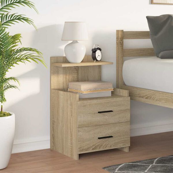 vidaXL Κομοδίνο με 2 Συρτάρια Χρώμα Sonoma Δρυς 40x36,5x62 εκ.