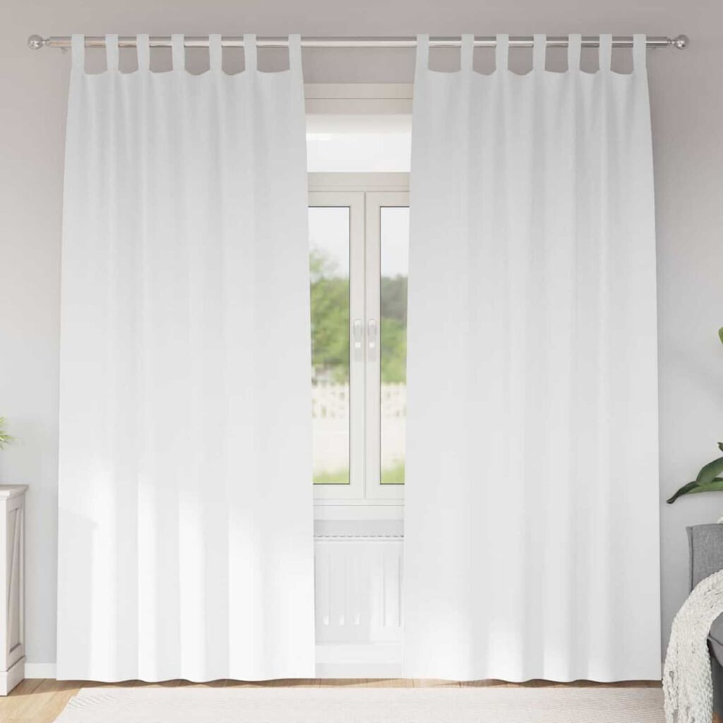 vidaXL Κουρτίνες με κουρτίνες 2 pcs Καθαρό Λευκό Πολυεστέρας