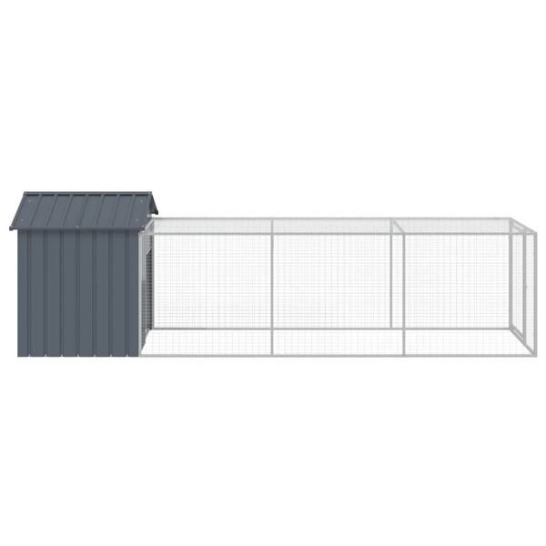vidaXL Κλουβί για Κότες με Αυλή Ανθρακί 117x405x123 εκ Γαλβαν. Χάλυβας